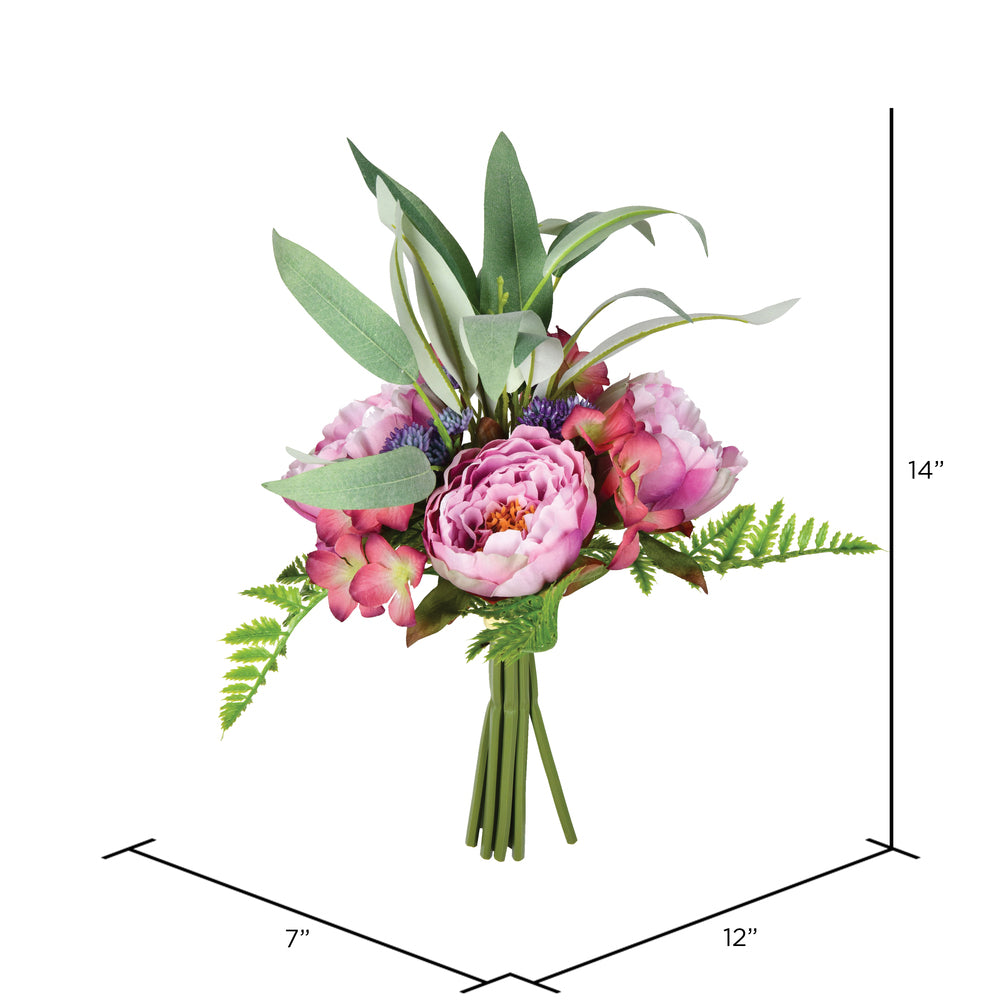 Vickerman 14'' Artificial Pink-Mauve Peony Bouquet Pack of 2