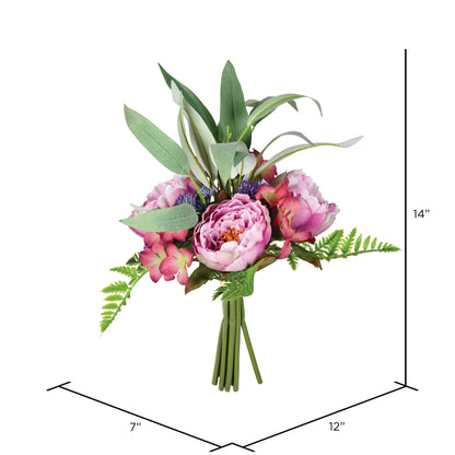 Vickerman 14'' Artificial Pink-Mauve Peony Bouquet Pack of 2