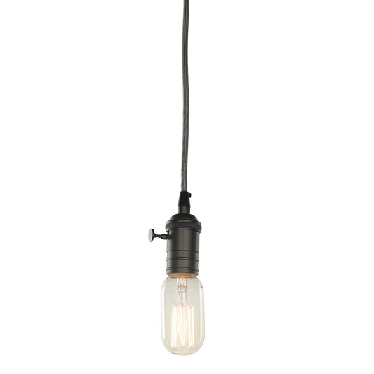 BULBRITE FIXTURES DIRECT WIRE PENDANT KIT VINTAGE GUNMETAL SOCKET WITH SILVER CORD AND INCANDESCENT T14 MEDIUM SCREW (E26) 40W DIMMABLE NOSTALGIC LIGHT BULB 2200K/AMBER (810082)