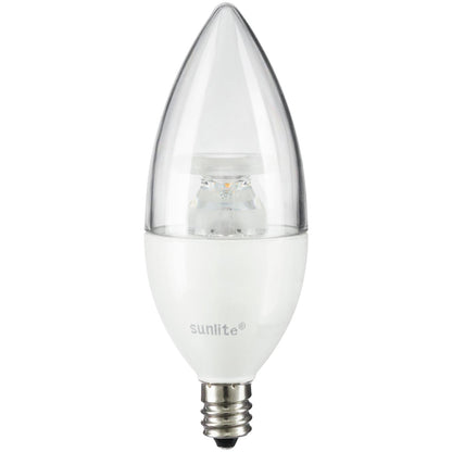 Sunlite 80777 LED B11 Clear Torpedo Tip Chandelier Light Bulb, 4.5 Watts (40W Equivalent) 300 Lumens, Candelabra E12 Base, Dimmable Energy Star and ETL Certified, 5000K Daylight, 6 Count