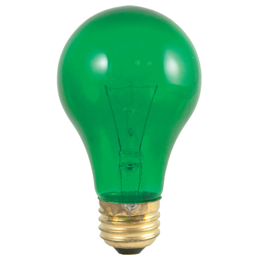 Bulbrite 25A/TG 25 Watt Incandescent A19 Party Bulb, Medium Base, Transparent Green