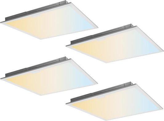 Sunlite 85610 LED 4-Pack 2x2 Foot LED White Backlit Panel Light Fixture, Power Selectable 25W/30W/40W, Color Selectable 35K/40K/50K, 3100-4800 Lumens, 120-277V, Dimmable, UL Listed, ROHS Compliant