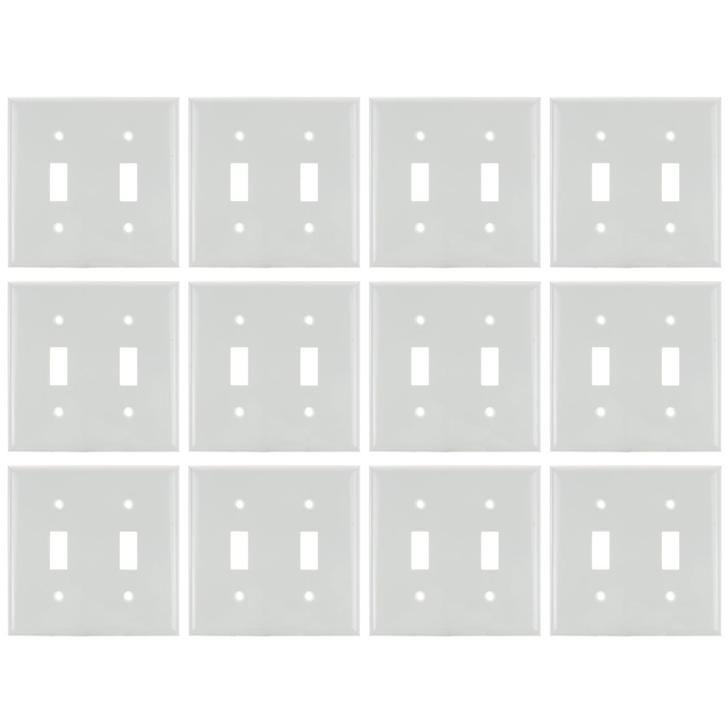 Sunlite E102/W 2 Gang Toggle Switch Plate, White