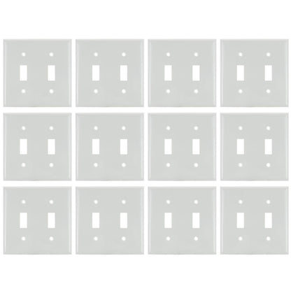 Sunlite E102/W 2 Gang Toggle Switch Plate, White