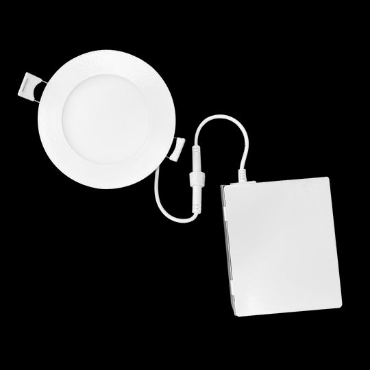 Luxrite LED 4" Mini Panel Round Smooth Canless Wafer Spotlight, 10W, 750 Lumens, Color Selectable - 2700K/3000K/3500K/4000K/5000K, 80 CRI, White Finish, Dimmable, Pack of 3 (LR23756)