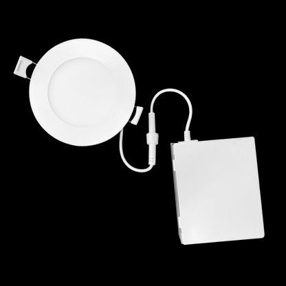 Luxrite LED 4" Mini Panel Round Smooth Canless Wafer Spotlight, 10W, 750 Lumens, Color Selectable - 2700K/3000K/3500K/4000K/5000K, 80 CRI, White Finish, Dimmable, Pack of 3 (LR23756)