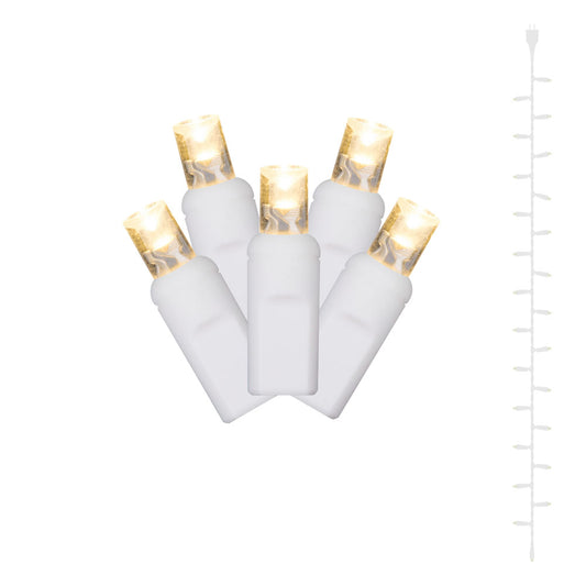 Vickerman 25 Warm White Wide Angle LED Curtain Light White Wire, 7' Christmas Light Strand - 3 Pack