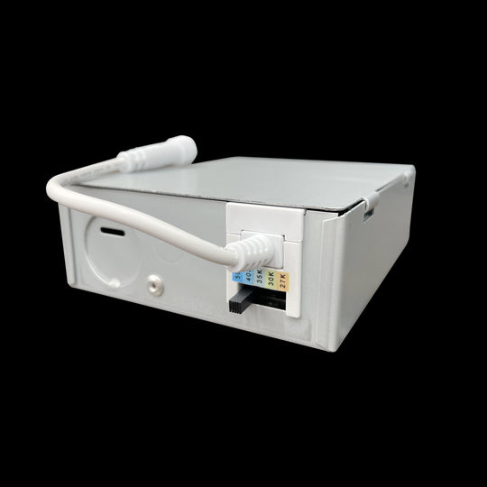 Luxrite LED 4" Mini Panel High Output Round Smooth Canless Wafer Spotlight, 12W, 950 Lumens, Color Selectable - 2700K/3000K/3500K/4000K/5000K, 80 CRI, White Finish, Dimmable (LR23741)