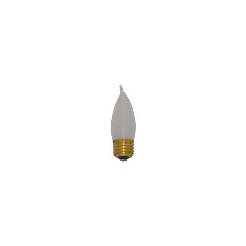 Bulbrite 40EFF/3 40 Watt Incandescent CA10 Flame Tip Chandelier Bulb, Medium Base, Frost