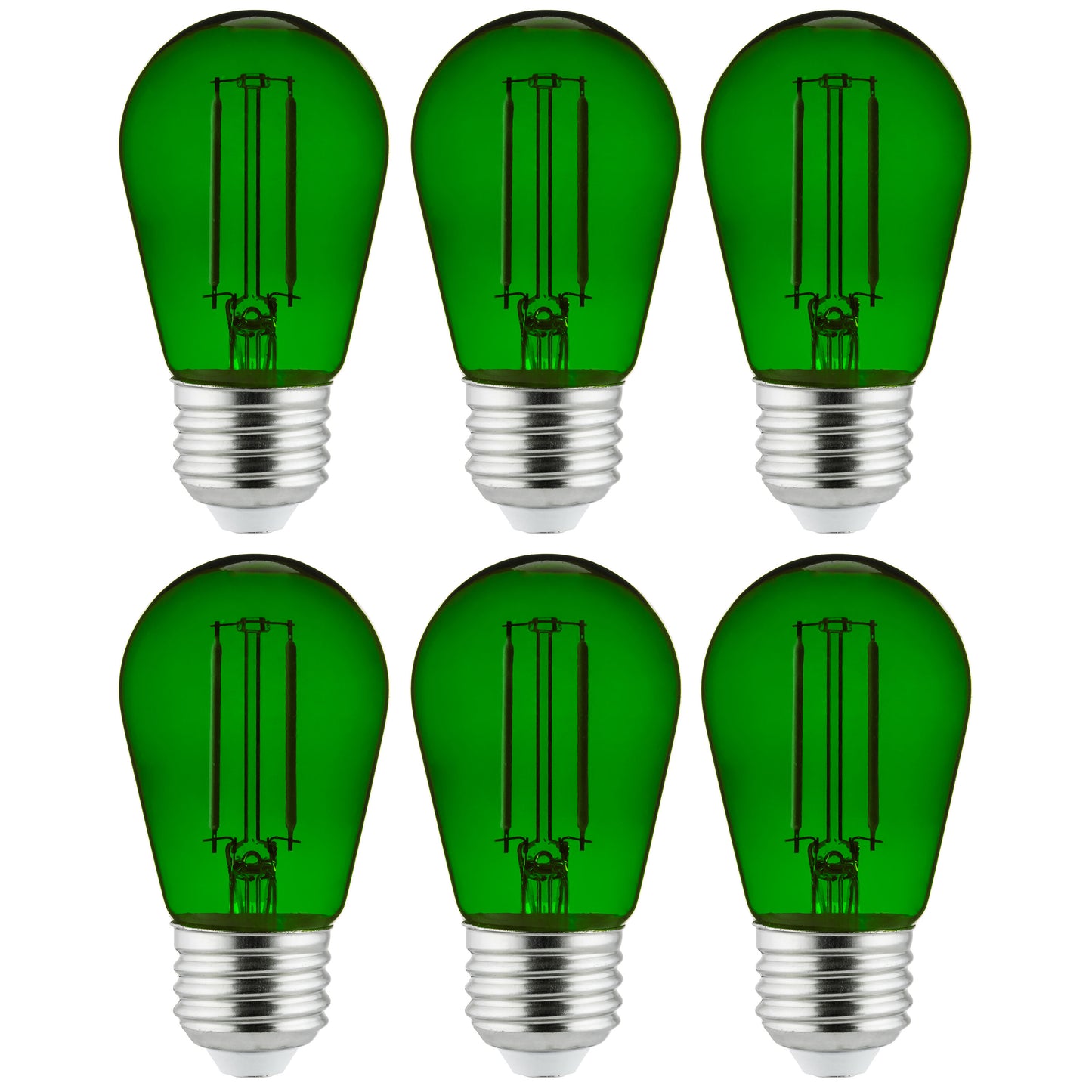 Sunlite 40974 LED Filament S14 Sign 2-Watt Transparent Dimmable Light Bulb Green 6 Pack