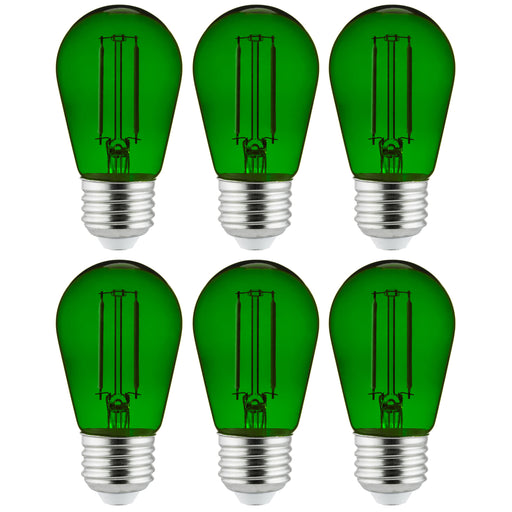 Sunlite 40974 LED Filament S14 Sign 2-Watt Transparent Dimmable Light Bulb Green 6 Pack