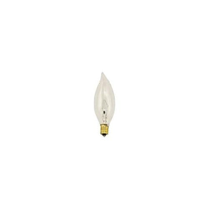 Bulbrite 25CFC/HV 25 Watt High Voltage Incandescent CA10 Flame Tip Chandelier Bulb, Candelabra Base, 220 Volt, Clear