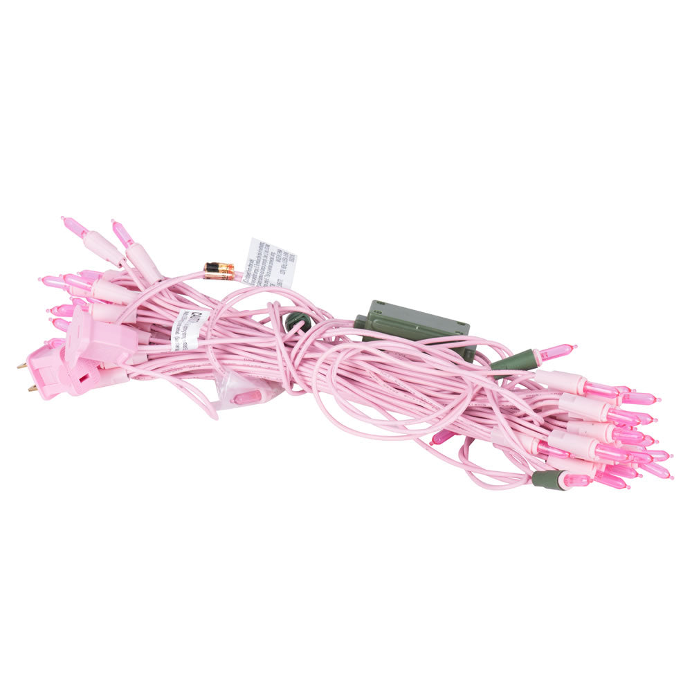 Vickerman 35 LED Pink Dura-Lit Light on Pink Wire, 26' Christmas Light Strand- 2 Pack