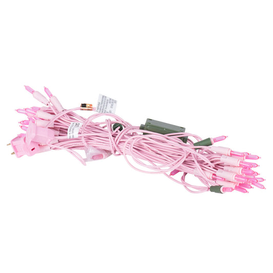 Vickerman 35 LED Pink Dura-Lit Light on Pink Wire, 26' Christmas Light Strand- 2 Pack
