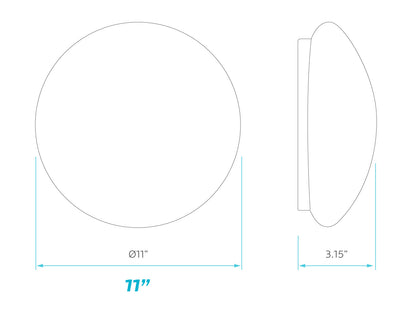 Luxrite Surface Mount LED11"FLUSH/ROUND/3CCT/2 3000K/4000K/5000K Cct Select