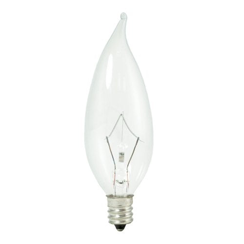 Bulbrite KR40CFC/32 40 Watt Dimmable Krypton Krystal Touch CA10 Flame Tip Chandelier Bulb, Candelabra Base, Clear, 10-Pack