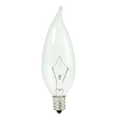 Bulbrite KR40CFC/32 40 Watt Dimmable Krypton Krystal Touch CA10 Flame Tip Chandelier Bulb, Candelabra Base, Clear, 10-Pack