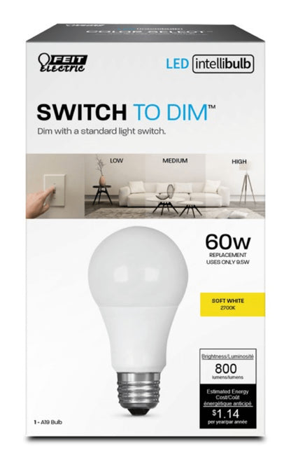 IntelliBulb Switch to Dim 800 Lumen 2700K LED A19