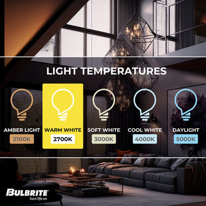 Bulbrite LED Filament Pack of (4) 4.5 Watt Dimmable T6 Light Bulbs with a Milky Finish and Candelabra (E12) Base - 2700K (Warm White Light), 400 Lumens