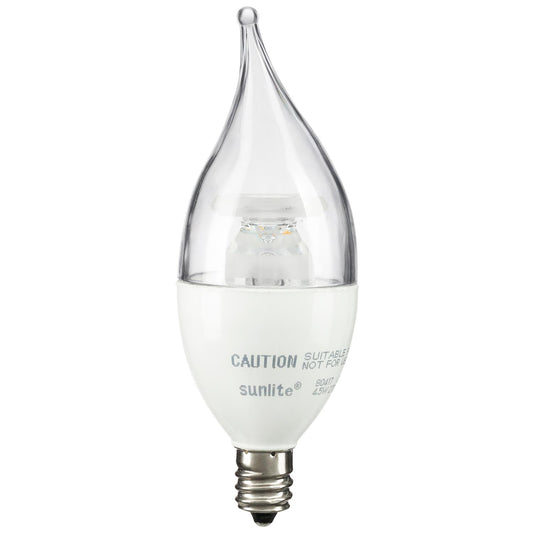 Sunlite LED Torpedo Tip Chandelier 4.5W (40W Equivalent) Light Bulb Candelabra (E12) Base, Warm White