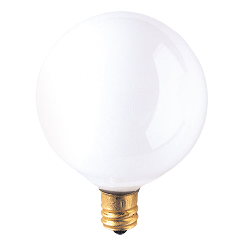 Bulbrite 40G16WH2 40 Watt Incandescent G16.5 Globe, Candelabra Base, White