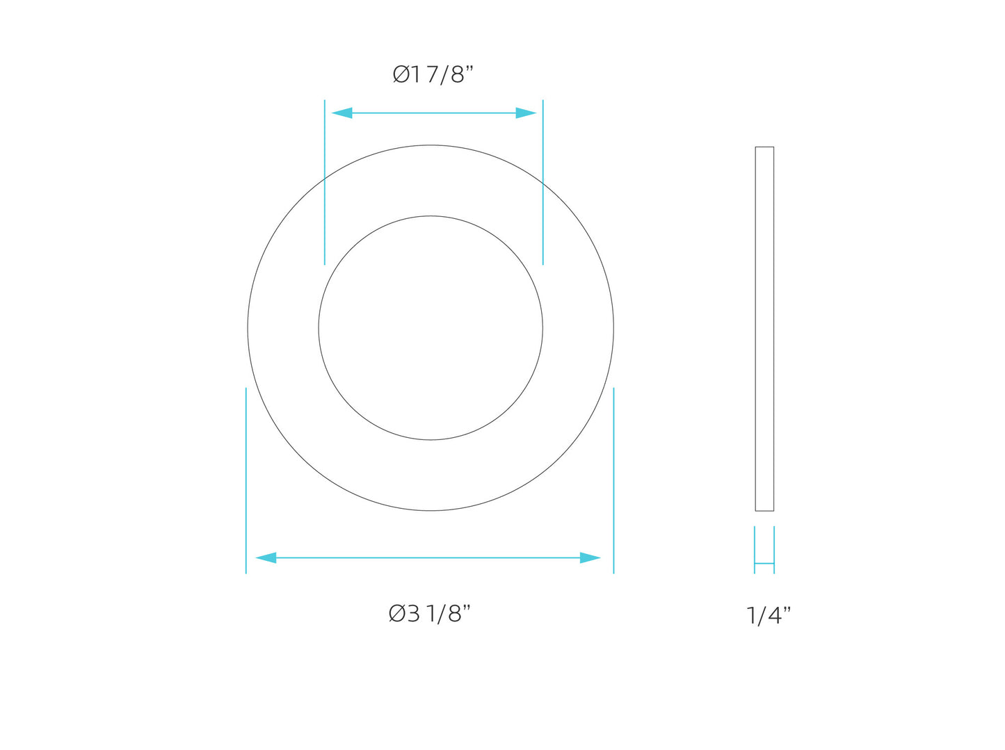 Luxrite 2" Regressed Interchangeable Canless Spotlight Round Slot Aperture Trim, Pack of 4 Waterproof Finish (LR23444)