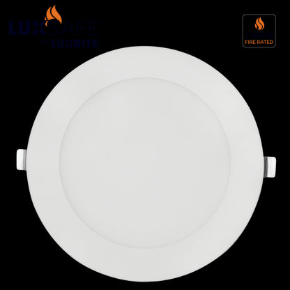 Luxrite 6" Fire Rated Canless Wafer Spotlight, 15W, 1100 Lumens, Color Selectable - 2700K/3000K/3500K/4000K/5000K, 90 CRI, White Finish, Dimmable (LR23485)