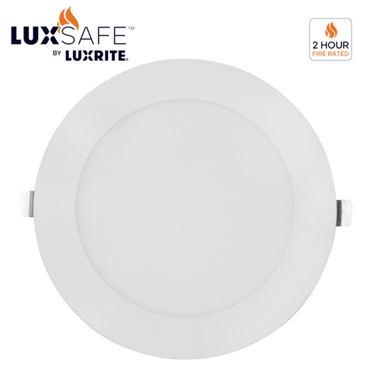 Luxrite 6" Fire Rated Canless Wafer Spotlight, 15W, 1100 Lumens, Color Selectable - 2700K/3000K/3500K/4000K/5000K, 90 CRI, White Finish, Dimmable (LR23485)