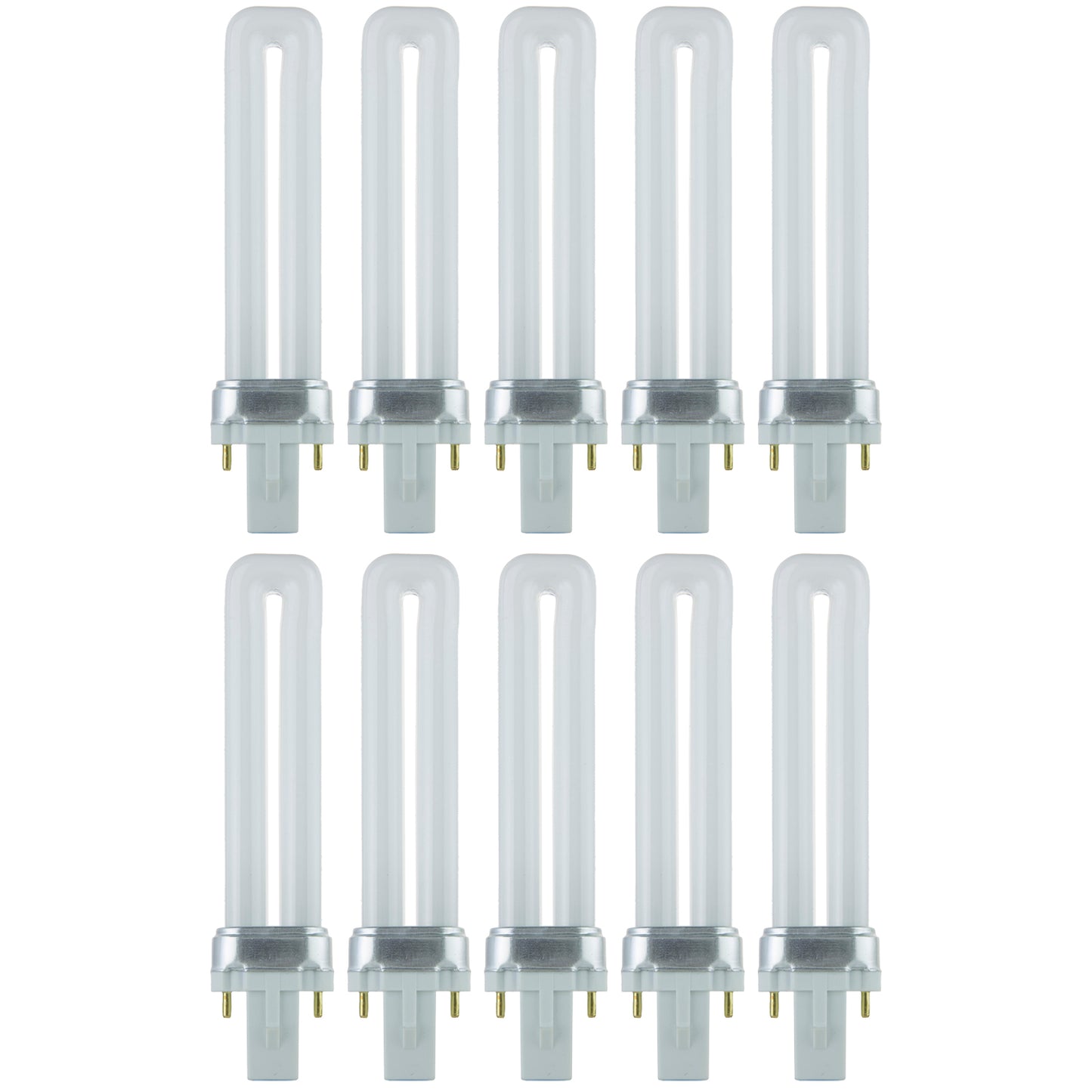 Sunlite PL7/SP41K 10PK 2-Pin Fluorescent 7W 4100K Cool White U Shaped PL CFL Twin Tube Plugin Light Bulbs with G23 Base (10 Pack)