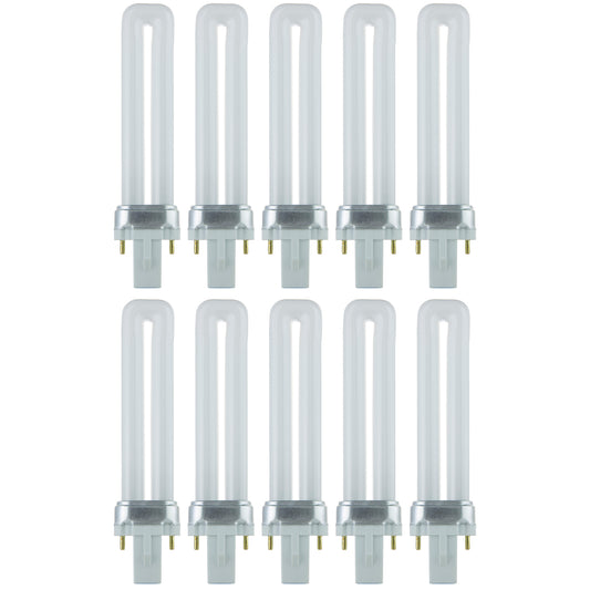 Sunlite PL7/SP41K 10PK 2-Pin Fluorescent 7W 4100K Cool White U Shaped PL CFL Twin Tube Plugin Light Bulbs with G23 Base (10 Pack)