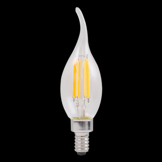 Luxrite LED Flame Tip Chandelier Light Bulb, E12 Candelabra Base, 7W, 5000K - Bright White, 800 Lumens, 80 CRI, Clear Finish, Dimmable, Pack of 7 (LR21639)