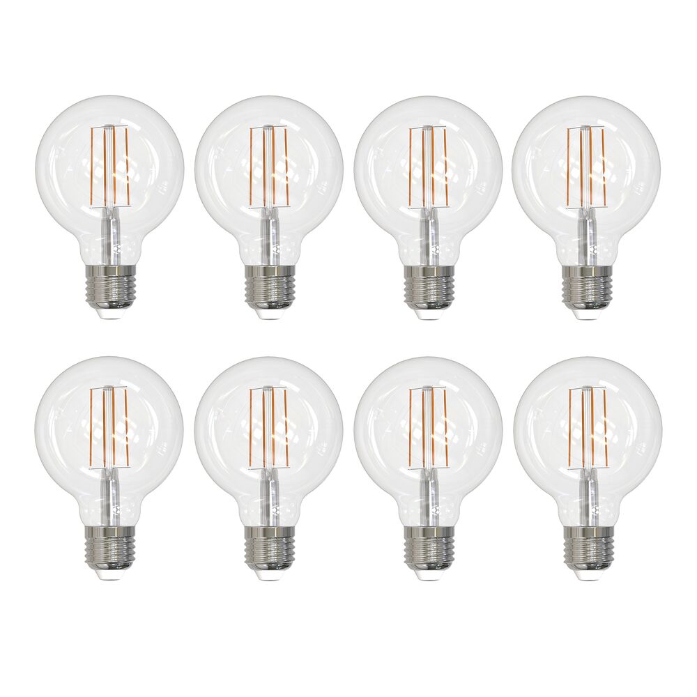 Bulbrite Pack of (8) 7 Watt Dimmable Clear Globe G25 LED Light Bulbs with Medium (E26) Base, 2700K Warm White Light, 800 Lumens