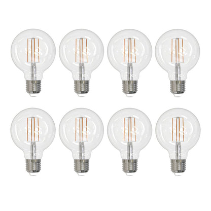 Bulbrite Pack of (8) 7 Watt Dimmable Clear Globe G25 LED Light Bulbs with Medium (E26) Base, 2700K Warm White Light, 800 Lumens