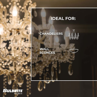Bulbrite LED Filament Bulb, Milky Finish, 3000K, Fully Compatible Dimming, 4.5 Watts, E12 Candelabra Base, 400 Lumens, 120V, Soft White Light 48-Pack