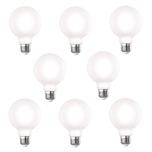 Bulbrite Pack of (8) 7 Watt Dimmable Milky Filament G25 Medium (E26) LED Bulb - 650 Lumens, 4000K, and 80 CRI