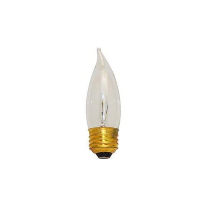 Bulbrite B40EFC 40 Watt Incandescent CA10 Flame TIp Chandelier Bulb, Medium Base, Clear, 2-Pack