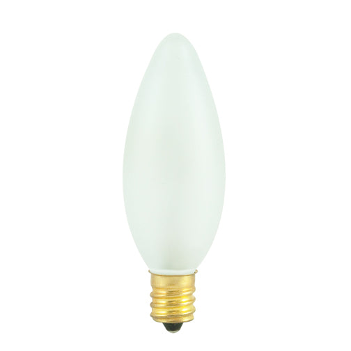 Bulbrite 15CTF/25/2 15 Watt Incandescent B8 Torpedo Chandelier Bulb, Candelabra Base, Frost