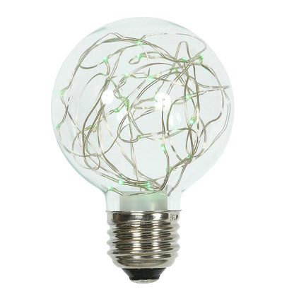 Vickerman Green LED Twinkle Glass G95 Fairy Light Christmas Bulb
