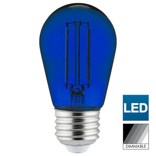 Sunlite LED Transparent Blue Colored S14 Medium Base (E26) Bulb - Parties, Decorative, and Holiday 15,000 Hours Average Life