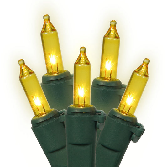 Vickerman 100 Gold Mini-Light on Green Wire, 46' Christmas Light Strand- 2 Pack