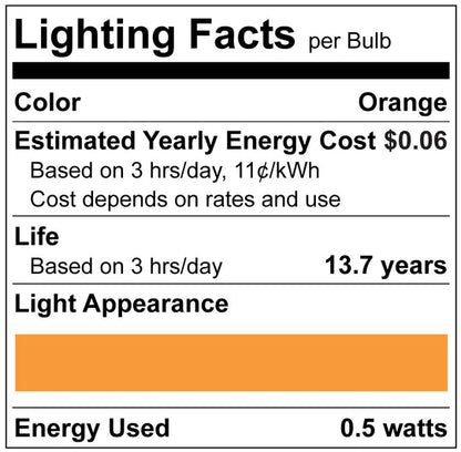 Luxrite LED Filament S14 Light Bulb, E26 Medium Base, 0.5W, Orange Transparent Bulb Finish, Pack of 9 (LR21733)