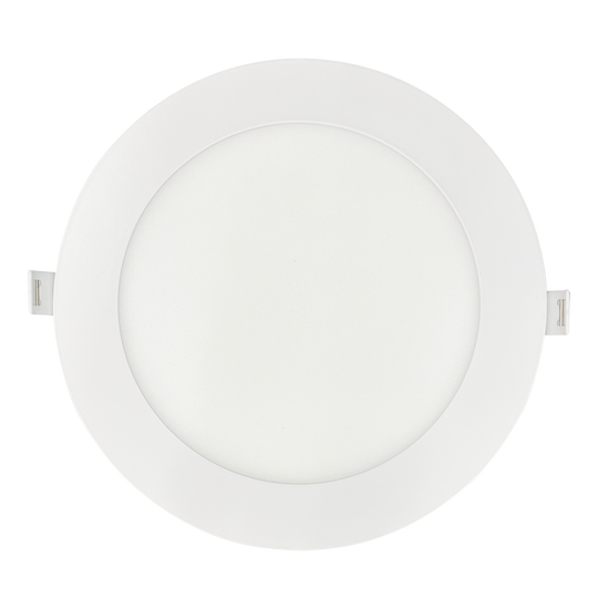 Luxrite LED 6" Mini Panel High Output Round Smooth Canless Wafer Spotlight, 15W, 1400 Lumens, Color Selectable - 2700K/3000K/3500K/4000K/5000K, 80 CRI, White Finish, Dimmable, Pack of 2 (LR23745)