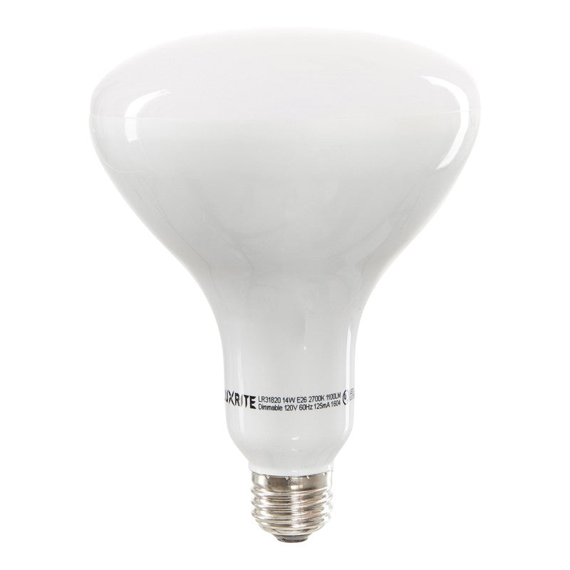 Luxrite LED BR40 Reflector Light Bulb, 14W, 1100 Lumens, 3500K - Natural, 80 CRI, Frosted White Finish, Dimmable (LR31822)