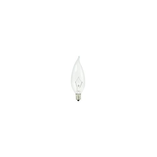 Bulbrite KR25CFC/32 25 Watt Dimmable Krypton Krystal Touch CA10 Flame Tip Chandelier Bulb, Candelabra Base, Clear, 10 -Pack