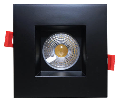 Luxrite 4" Regressed Interchangeable Square Smooth Black Trim Canless Spotlight, Pack of 4 (LR24958)