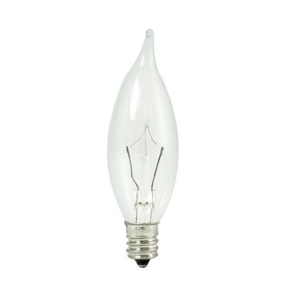 Bulbrite KR15CFC/25 15 Watt Dimmable Krypton Krystal Touch Flame Tip CA8 Chandelier Bulb, Candelabra Base, Clear, 10-Pack