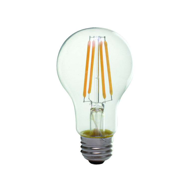 Luxrite LED A19 Light Bulb, E26 Medium Base, 8W, 2700K - Warm White, 800 Lumens, 80 CRI, Clear Glass Filament Finish, Dimmable (LR21612)