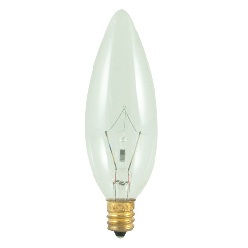 Bulbrite 25CTC/32/3 25 Watt Incandescent B10 Torpedo Chandelier Bulb, Candelabra Base, Clear