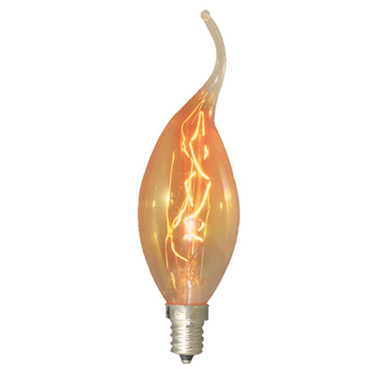 Bulbrite NOS15CFA 15 Watt Nostalgic CA11 Flame Tip Chandelier Bulb, Candelabra Base, Antique Finish