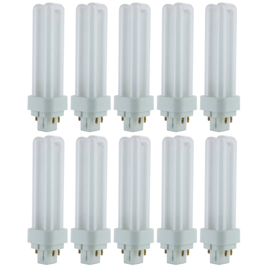 Sunlite PLD13/E/SP27K/10PK 2700K Warm White Fluorescent 13W PLD Double U-Shaped Twin Tube CFL Bulbs with 4-Pin G24Q-1 Base (10 Pack)